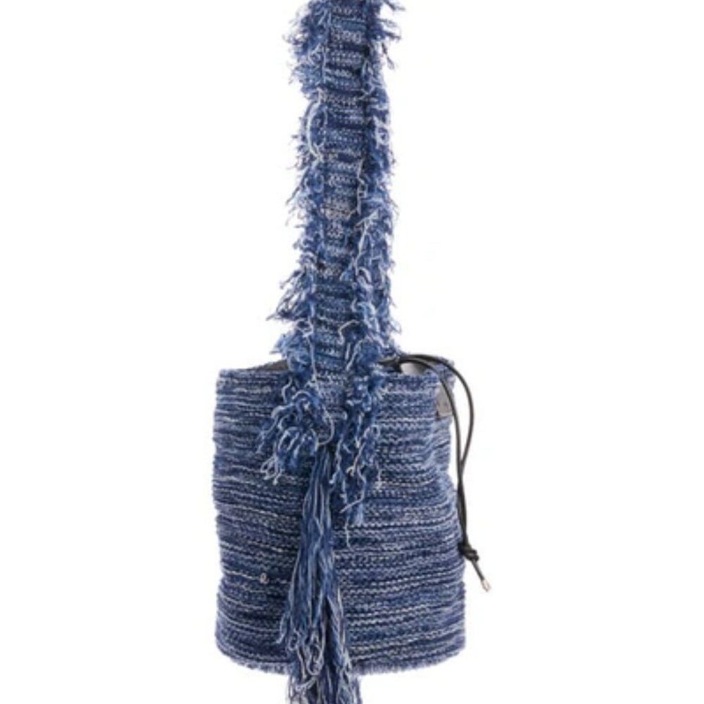 NWT Chloe Jorge Ocean Waves Cashmere Knit Bucket Bag - Picture 11 of 16